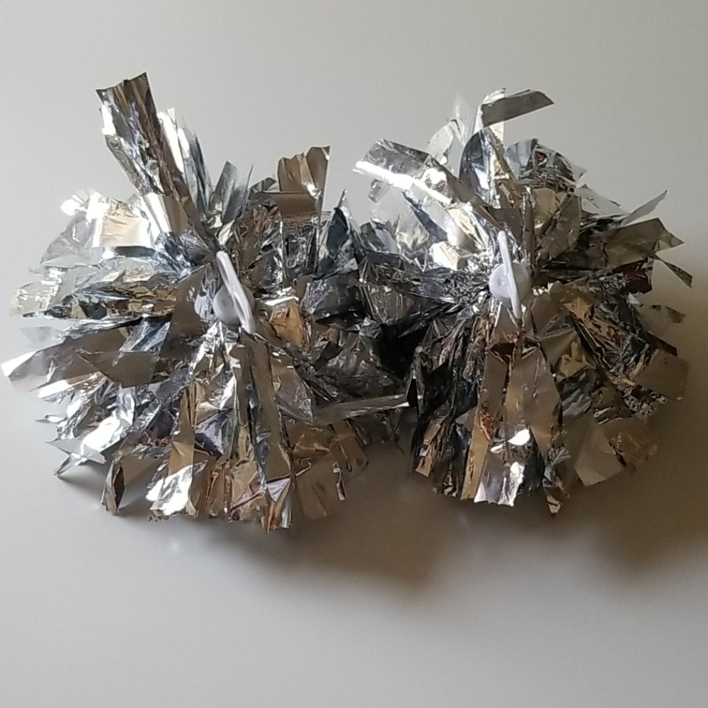 Silver pom poms